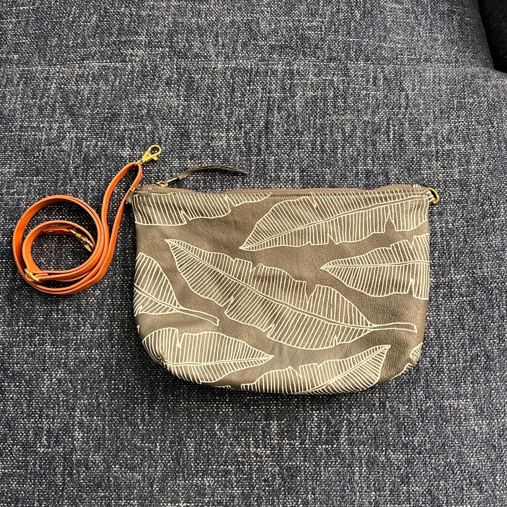 Jana Lam Umbrella Collective Black Sesame Banana Leaf Leather Crossbody